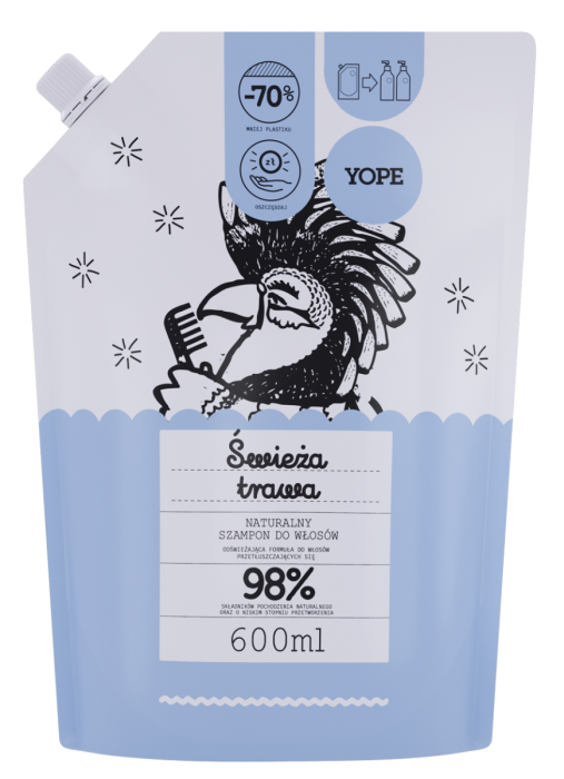 YOPE Fresh Grass prírodný vlasový šampón – náplň 600 ml